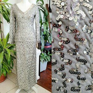 Vintage Lilli Diamond California Sequined Formal Blouse Skirt Set NWT 1965-1967